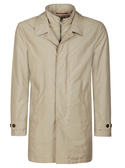 Shop Fay High-neck Layered Plain Short Coat In Beige