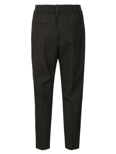 Shop Brunello Cucinelli Elastic Waist Cropped Trousers In Grey