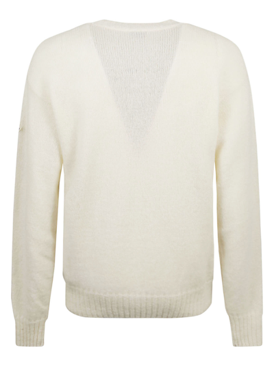 Shop Moncler Embroidered Rib Knit Sweater In White