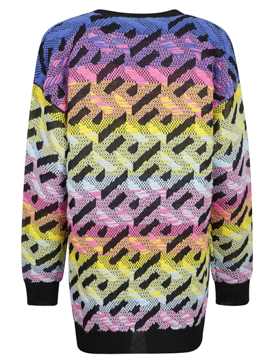 Shop Versace All-over Stripe Patterned Sweater In Multicolor