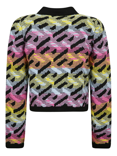 Shop Versace 4 Pockets Knit Jacket In Multicolor