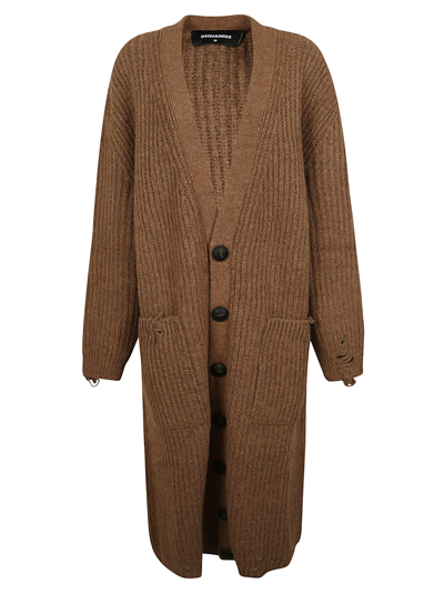 Shop Dsquared2 Oversize Knit Cardigan In Nut
