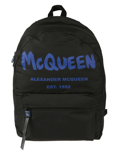 Shop Alexander Mcqueen Metropolitan Backpack In Black/ultra Marine