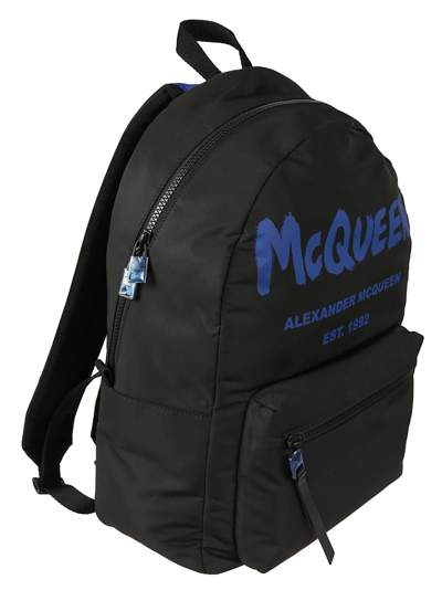 Shop Alexander Mcqueen Metropolitan Backpack In Black/ultra Marine