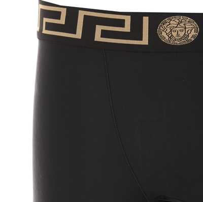 Shop Versace La Greca Band Logo Leggings In Black