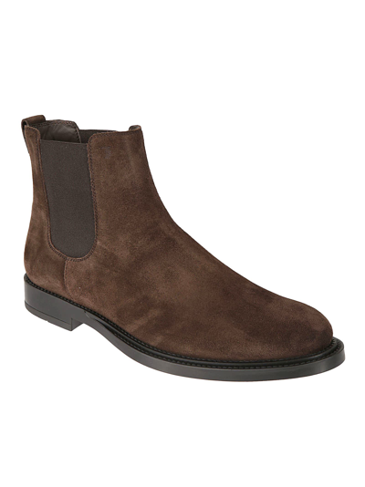 Shop Tod's Elastic Sided Ankle Boots In Dark Brown