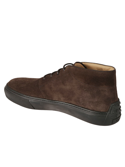 Shop Tod's Lace-up Plain Ankle Boots In Dark Brown