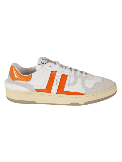 Lanvin Clay Sneakers In White Leather In Orange | ModeSens