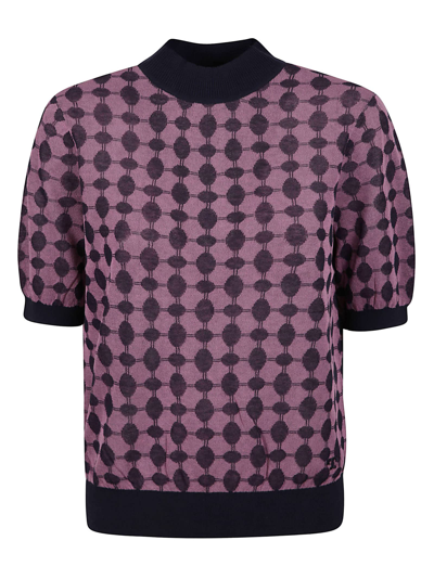 Tory Burch Cotton Knitwear In Tory Navy/dark Wild Peony