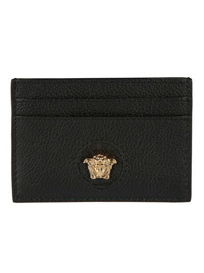 Shop Versace Medusa Head Embossed Card Holder In Black/gold
