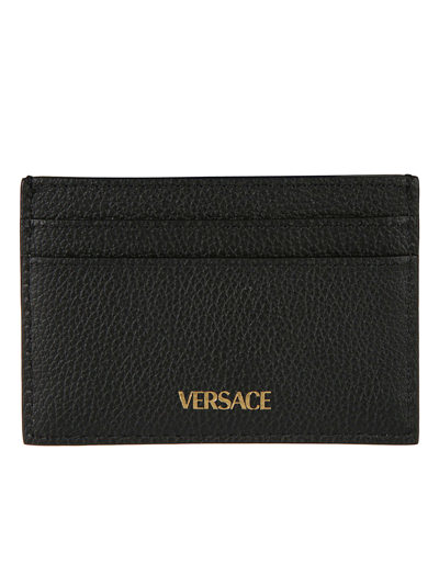 Shop Versace Medusa Head Embossed Card Holder In Black/gold