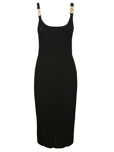 Shop Versace Serie Knit Dress In Black