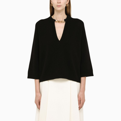 Shop Valentino Black Cashmere Sweater With Chain Detail