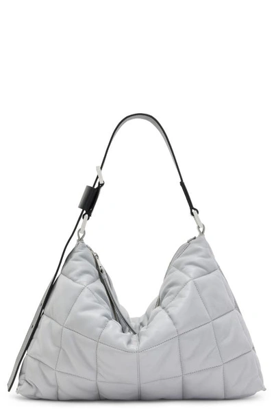 Shop Allsaints Edbury Leather Shoulder Handbag In Cement Grey