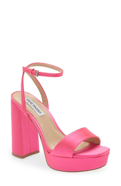 Shop Steve Madden Lessa Platform Ankle Strap Sandal In Pink Satin