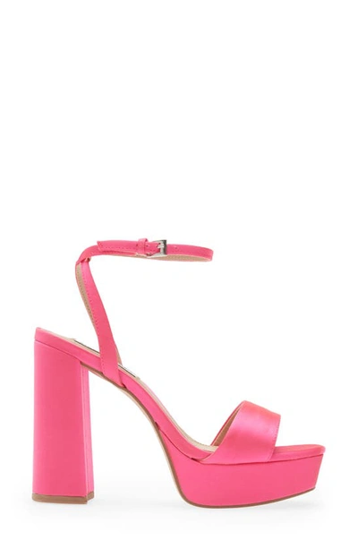 Shop Steve Madden Lessa Platform Ankle Strap Sandal In Pink Satin