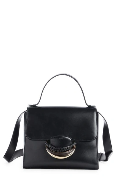 Shop Chloé Kattie Braid Leather Box Shoulder Bag In Black