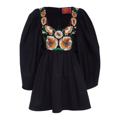 Shop La Doublej Dolly Embroidered Dress In T.unita Nero