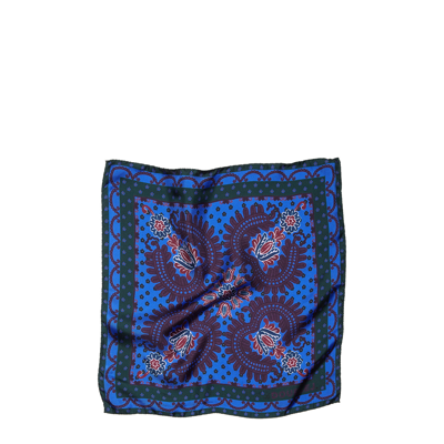 Shop La Doublej Folky Hearts Foulard (45x45) In Folky Hearts Blue