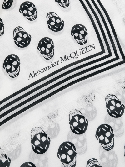Shop Alexander Mcqueen Biker Skull Logo Scarf In White