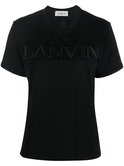 Shop Lanvin Embroidered-logo Cotton T-shirt