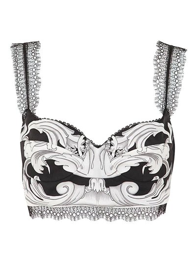 Shop Versace Baroque Pattern Sleeveless Cropped Top In Nero