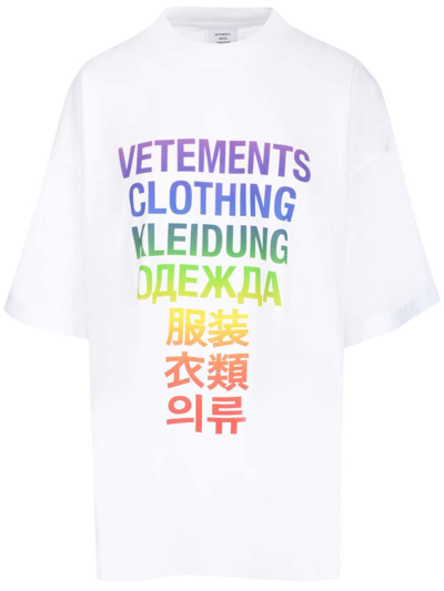 Shop Vetements Gradient-alphabet Printed T-shirt In Bianco