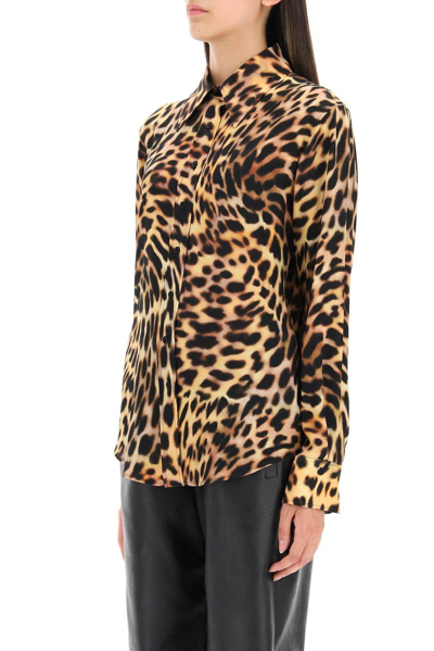 Shop Stella Mccartney Leopard Pattern Long-sleeved Shirt In Marrone E Nero
