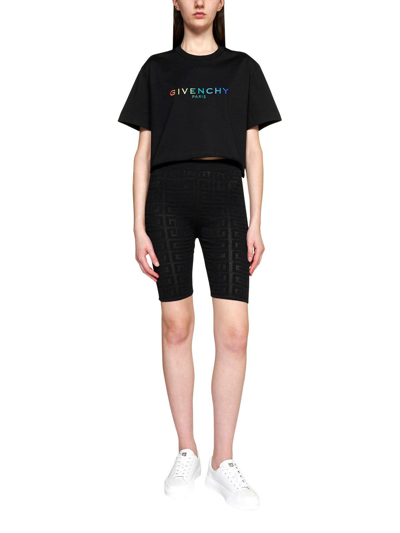 Shop Givenchy Logo Printed Crewneck Cropped T-shirt In Black