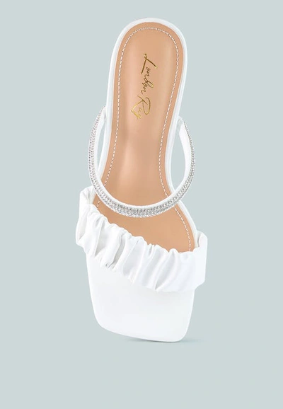 Shop London Rag Date Look Clear Heel Rhinestone Sandals In White