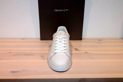 Pre-owned Gant Schnürer Leder-sneaker Halbschuh Weiss - Mcjulien White/cognac - Neu