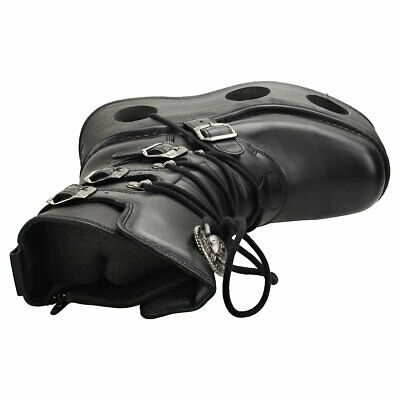 Pre-owned New Rock Rock Space Metallic Neptuno Boots Unisex Black Stiefel Plattform - 44 Eu