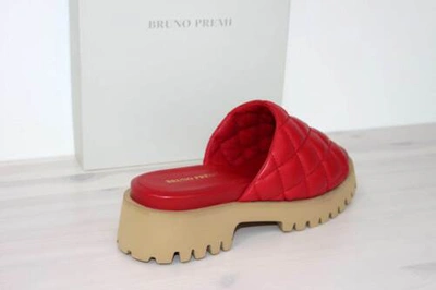 Pre-owned Bruno Premi Leder Sandalette Plateau Sandale Slipper Pantolette Gesteppt - Neu