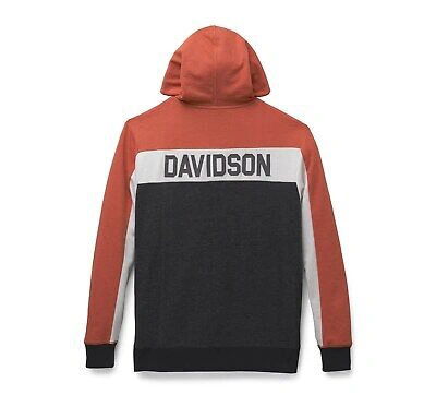 Pre-owned Harley-davidson Traditional Zip-up Colorblock Hoodie Gr. Xl - Sweatshirt Orange