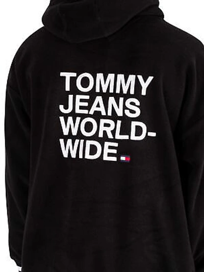 Pre-owned Tommy Jeans Herren Weltweit Strukturierter Pullover-hoodie, Schwarz