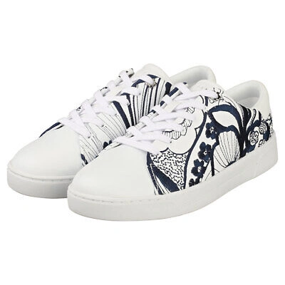 Pre-owned Ted Baker Kemmii Damen White Navy Sneaker Mode - 37 Eu