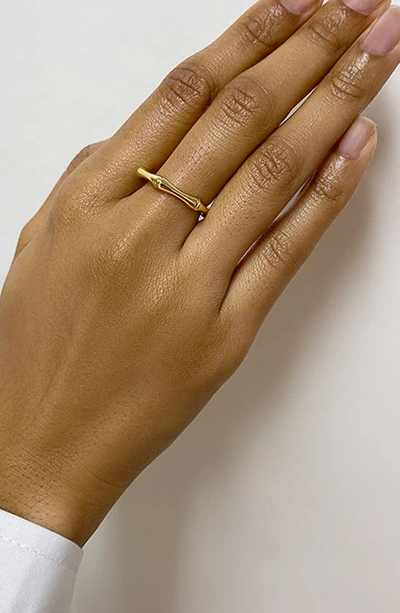 Shop Adornia 14k Gold Plated Bamboo-shaped Band Ring In Yellow