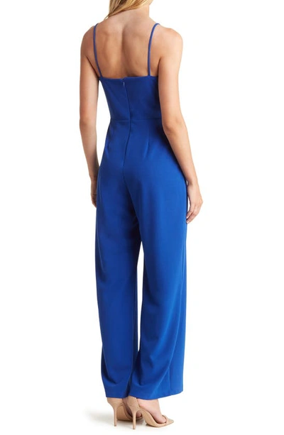 Shop Bebe Scuba Crepe Jumpsuit In Cobalt