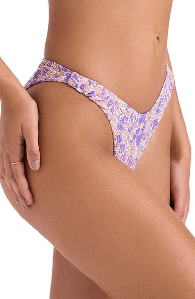 Shop House Of Cb Ruched Bikini Bottoms In Violet Floral