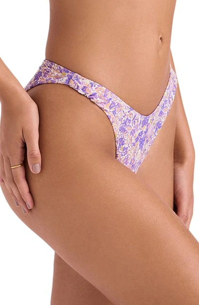 House Of Cb Ruched Bikini Bottoms In Violet Floral