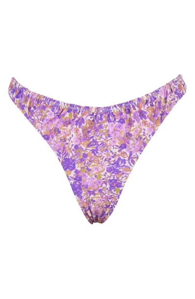 House Of Cb Ruched Bikini Bottoms In Violet Floral