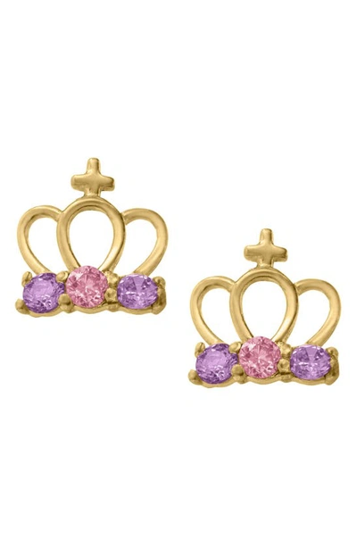 Mignonette Gold Crown Earrings In Gold