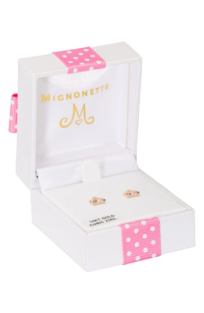 Mignonette Gold Crown Earrings In Gold