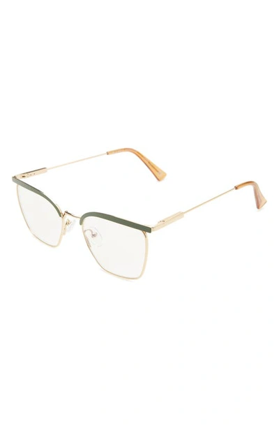 Shop The Book Club Be A Wolf 52mm Cat Eye Blue Light Blocking Reading Glasses In Gold