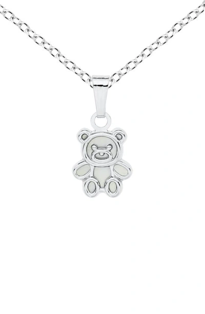 Mignonette Sterling Silver & Mother-of-pearl Teddy Bear Pendant Necklace In Silver