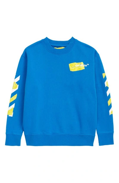 Shop Off-white Kids' Shape Logo Sweatshirt In Blue Yellow