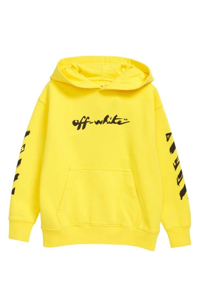 Shop Off-white Kids' Script Logo Hoodie In Yellow Black