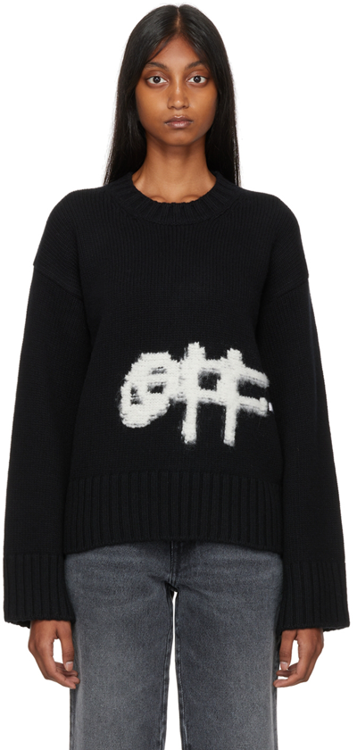 Shop Off-white Black Intarsia Sweater In Black White