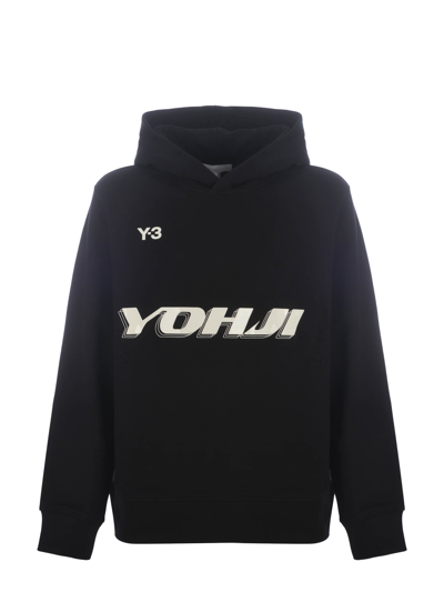 Shop Y-3 Hooded Sweatshirt  In Cotton In Nero