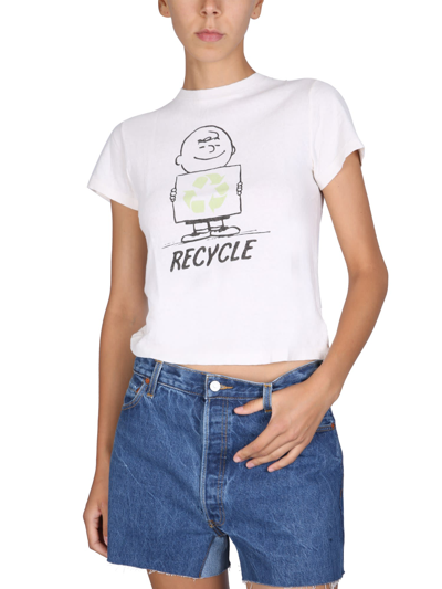 Shop Re/done Peanuts Recycle T-shirt In Bianco